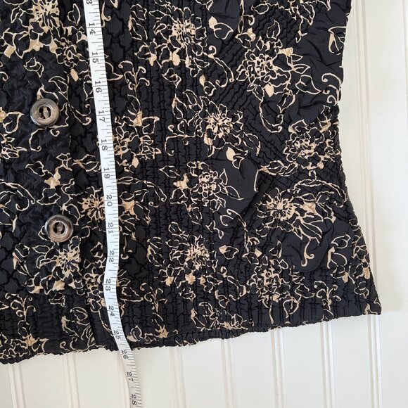 Coldwater Creek Jacket Womens Large Black Floral Reversible Collared Button Up - Picture 8 of 10